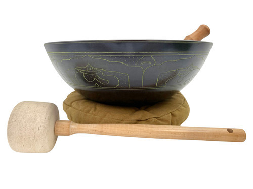 12.25" E/G Note Flat Aluminum Cast Himalayan Singing Bowl #e12201023