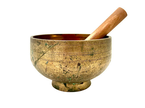 6.5" D#/A Note Antique Naga Pedestal Himalayan Singing Bowl #d11201123