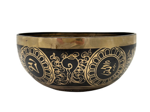 8.75" C/F# Note Premium Etched Singing Bowl Zen Himalayan Pro Series #c12900224