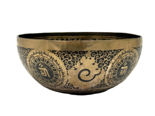 9.75" B/F Note Premium Etched Singing Bowl Zen Himalayan Pro Series #b19400324