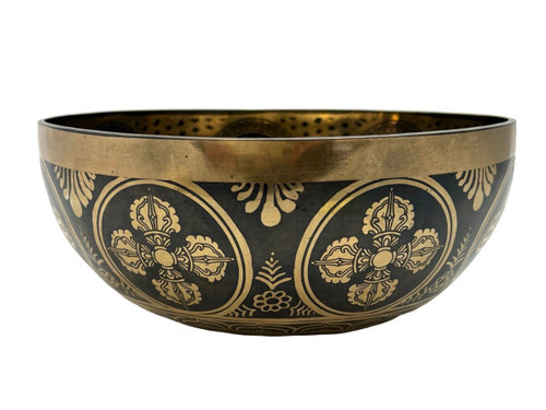 9.5" B/F# Note Premium Etched Singing Bowl Zen Himalayan Pro Series #b15750324