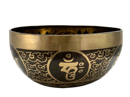 5.25" C/F# Note Premium Etched Singing Bowl Zen Himalayan Pro Series #c3940324