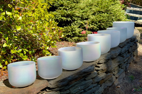 8 Bowl Key Of C Pearl Essence Frosted Crystal Singing Bowl Set