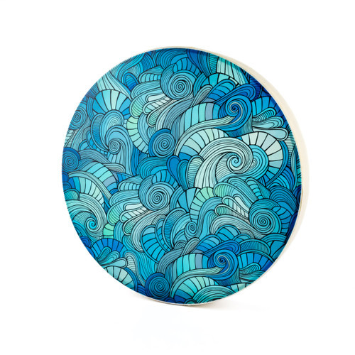 16" Blue and Green Rhythmic Swirl White Remo Ocean Drum