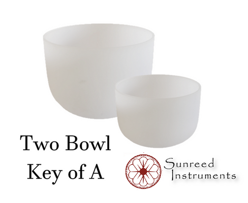 2 Bowl Key Of A Harmonic Frosted Set w/ Musical Mushrooms