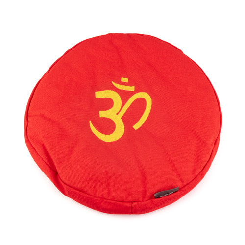 XXL Red Singing Bowl Cushion With Om Symbol -cushion cents