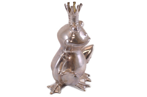 Medium Silver Seated Frog King Statue Gb33