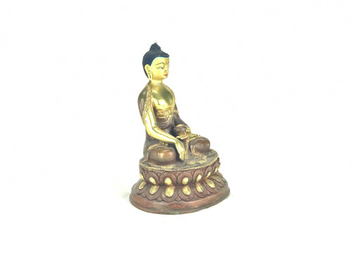 Gilded Gold/Bronze 8" Shakyamuni Nepalese Buddha Statue #st245