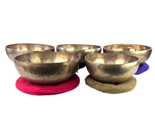10.75-13.25" 5-Note Himalayan Singing Bowl Set -alayanset244 cents