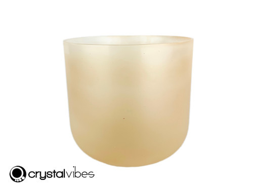 8" 432Hz Perfect Pitch D# Note Yellow Aventurine Fusion Translucent Crystal Singing Bowl OJ7 -30 cents  11002118