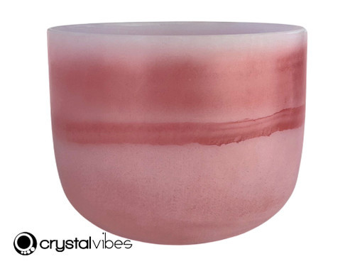 8" D Note 440Hz Carnelian over Amethyst Fusion Empyrean Crystal Singing Bowl Crystal Vibes +15 cents  11002449