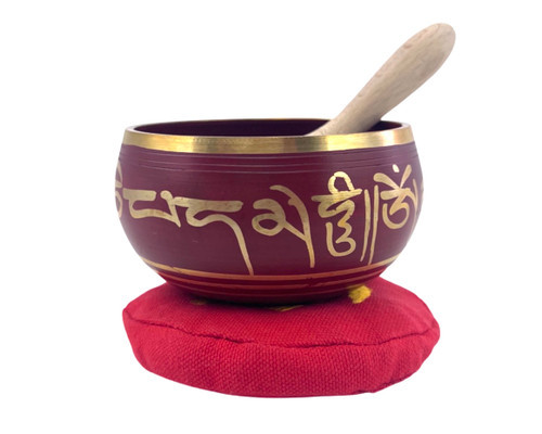 Red Cast Hindi Singing Bowl 4"