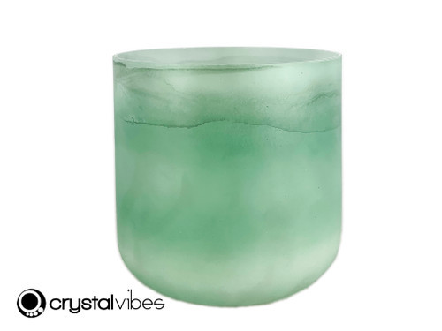 7'' 432Hz Perfect Pitch Note Green Aventurine/Emerald Fusion Opaque Crystal Singing Bowl UP -35 cents  11002238
