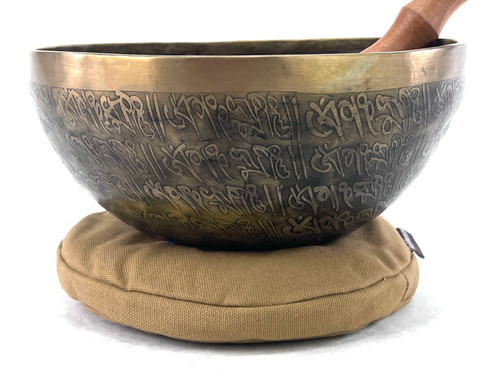 9.25" D#/A# Note Etched Footie Himalayan Singing Bowl #d14650123