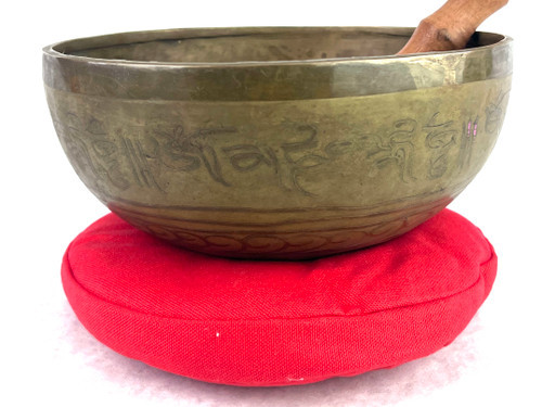 8.75" F/B Note Etched Golden Tara Himalayan Singing Bowl #f14300323