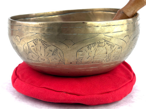 8.25" F/B Note Engraved Himalayan Singing Bowl #f13330323