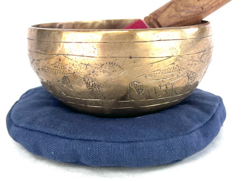 5.5" F/C Note Engraved Himalayan Singing Bowl #f4361022