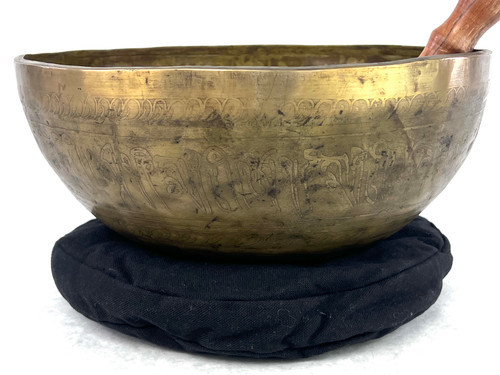 12" G/D Note Etched Golden Buddha Himalayan Singing Bowl #g27781022