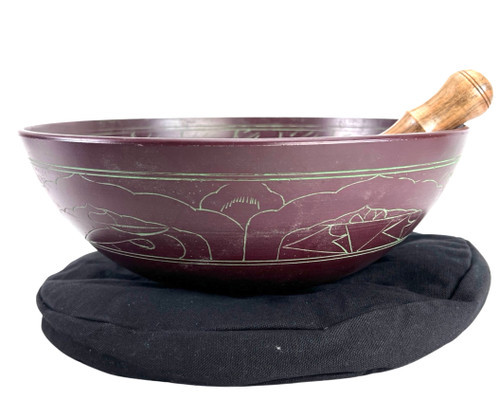 12.5" E/G# Note Flat Cast Aluminum Himalayan Singing Bowl #e12100623