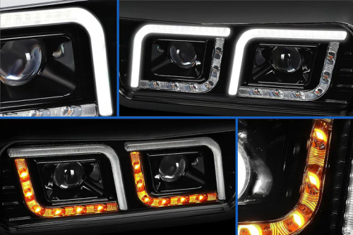 Headlights LED Black Set Peterbilt 357 365 378 379
