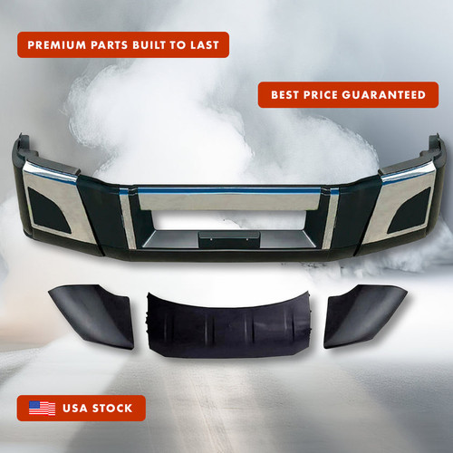 Bumper Set W/o Fog Holes Chrome Trim & Air Flow Deflector 2018+ Volvo VNL VNR