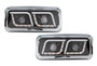 Headlights Black LED DRL Set Kenworth W900 T800 T600