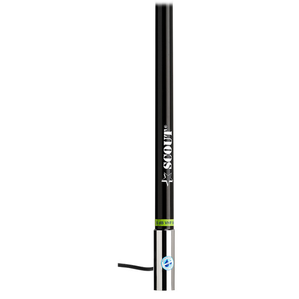 Scout 8' Black VHF Antenna 6dB Heavy Stainless Steel Ferrule w\/6M RG-8x Includes PL-259 Heavy Duty Offshore Antenna KS-43 [PF AN NVHF00021T]