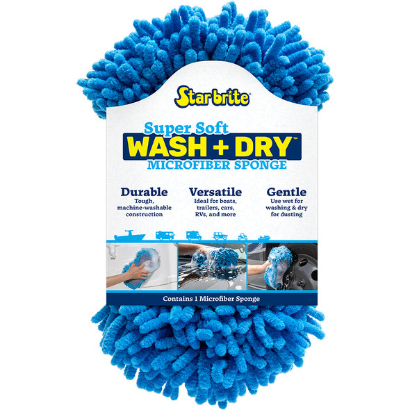 Star brite Microfiber Reggae Sponge - Blue, Dual-Sided Scrubbing  Dusting [40078]