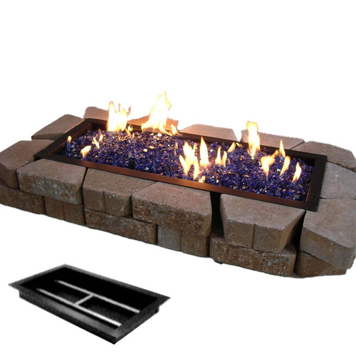 Golden Blount Outdoor 12-In X 24-In Rectangular Fire Pan With Burner