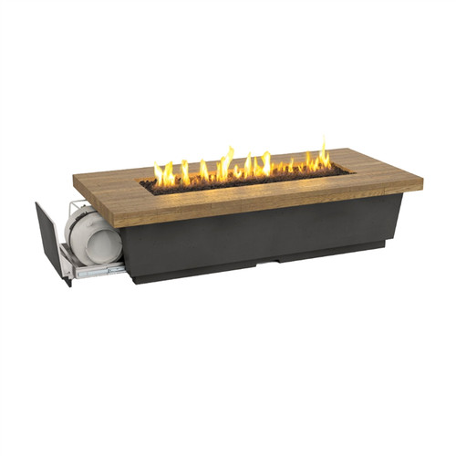 American Fyre Designs Reclaimed Wood Contempo LP Select Long Chat Height Outdoor Firetable