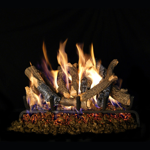 Real Fyre Charred Oak Stack Gas Logs 24-in Logs with Burner Kit Options