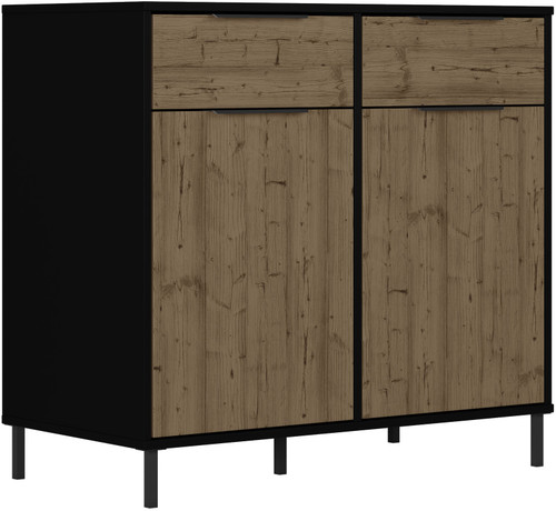 Madrid 2 Door Sideboard Black/Acacia Effect