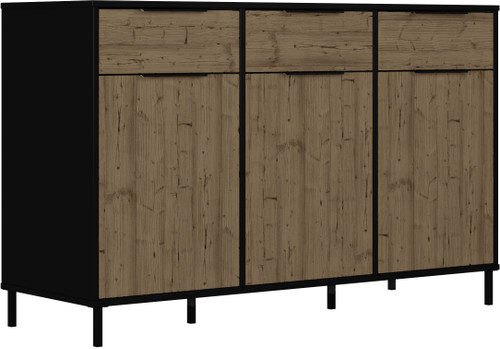 Madrid 3 Door Sideboard Black/Acacia Effect