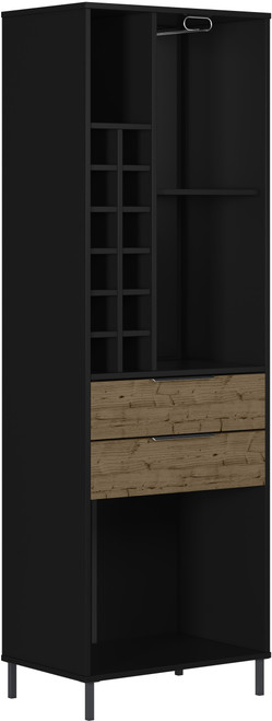 Madrid Wine Rack Black/Acacia Effect