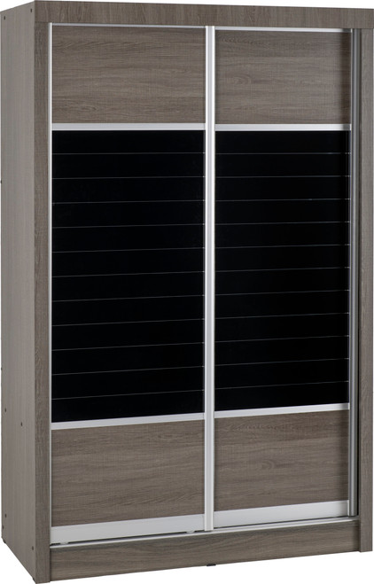 Lisbon 2 Door Sliding Wardrobe Black Wood Grain