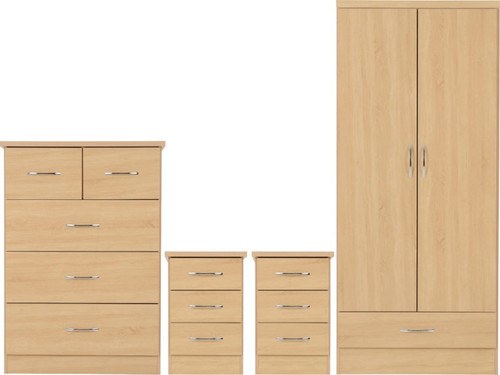 Nevada 2 Door 1 Drawer Wardrobe Bedroom Set Sonoma Oak Effect