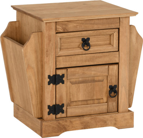 Corona 1 Drawer Magazine Table Distressed Waxed Pine