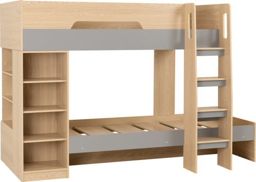 Pluto Bunk Bed Grey/Oak Effect