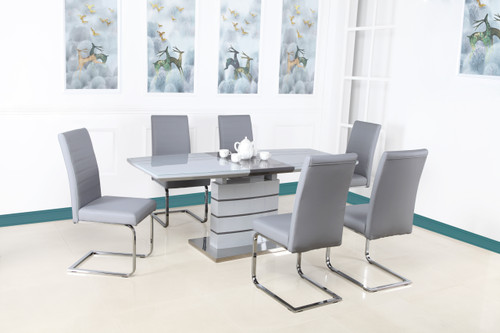 Chantelle Grey dining set extendable with 6 chairs
