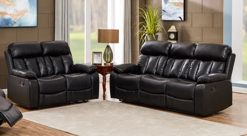 Pelle Recliner Sofa Set 3+2 Black