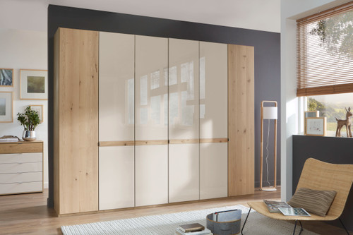 Bari Fixed Door Wardrobe Solid Wooden and Glass Champagne Doors by WEIMANN