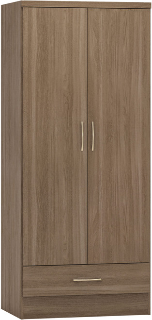 Nevada 2 Door 1 Drawer Wardrobe Rustic Oak Effect