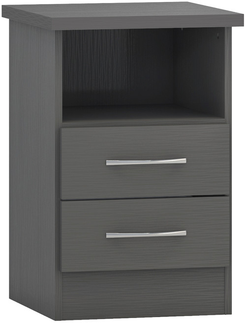 Nevada 2 Drawer Bedside 3D Effect Grey