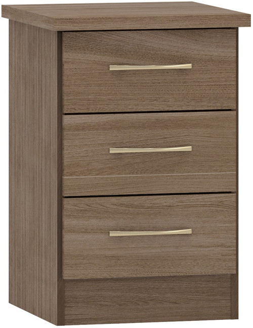 Nevada 3 Drawer Bedside Rustic Oak Effect