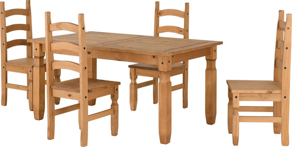 Corona 5' Dining Set Distressed Waxed Pine
