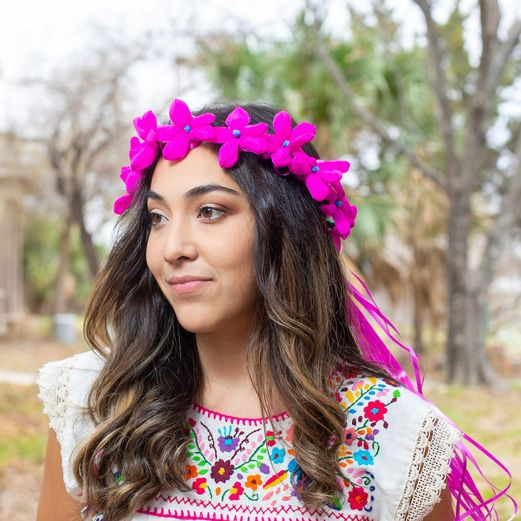 Hot Pink Flower Crown | Fiesta Party Supplies display picture 1