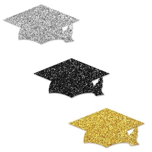 Graduatie decoratieve confetti, zwart-goud, doctorshoedconfetti