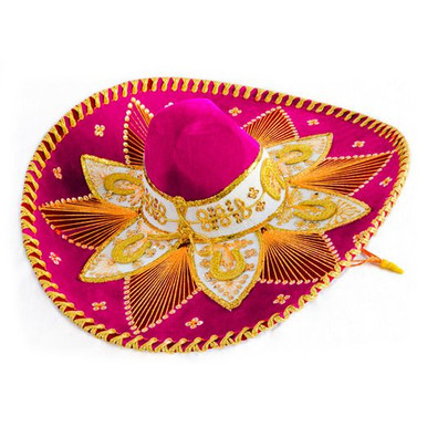 Rosa Sombrero Mit Weißem Pompon-Rand – Perfekt Für Mottopartys & Kostüme