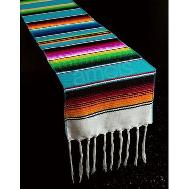 Wide Turquoise Serape Table Runner | Fiesta Party Supplies