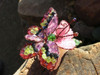 Beautiful Hand Crafted  Gemstone Butterfly with Rose